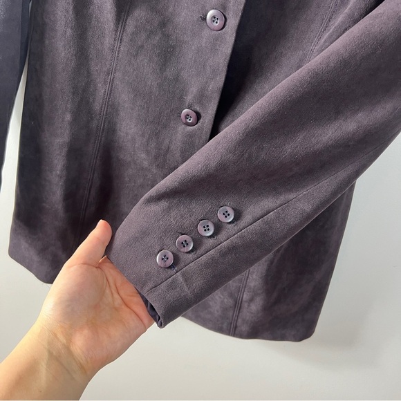 Jessica Purple Brown Longer Blazer Button Up Tailored Suit Jacket women Size 8P - Picture 6 of 12